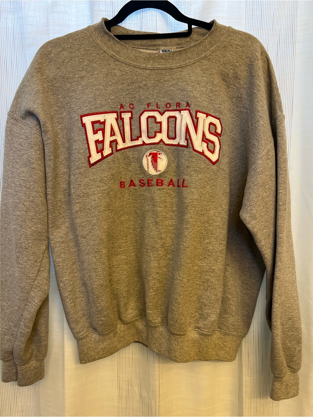 Heather grey AC Flora high school Falcons crew neck